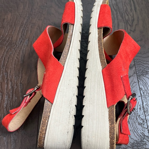 Plakton Bios Red Crisscross Wedge Sandals size 41 US 10 - Picture 3 of 6